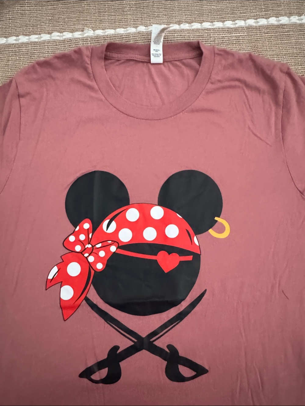 Adult Minnie Pirate Graphic Tee - Dusty Rose